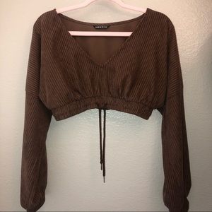 SHEIN cropped long sleeve | Small | Brown